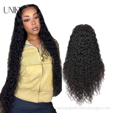 Free Shipping Wholesales Water Wave Wig,4*4 Lace closure Wigs Brazilian Human Hair Wigs,Pre Plucked Free Part Lace Front Wig
